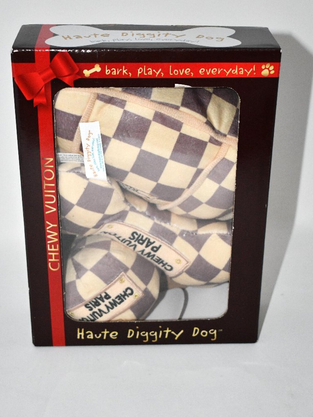 Haute Diggity Dog Chewy Vuiton Set of 3 Plush Squeaky Dog Toys NWT